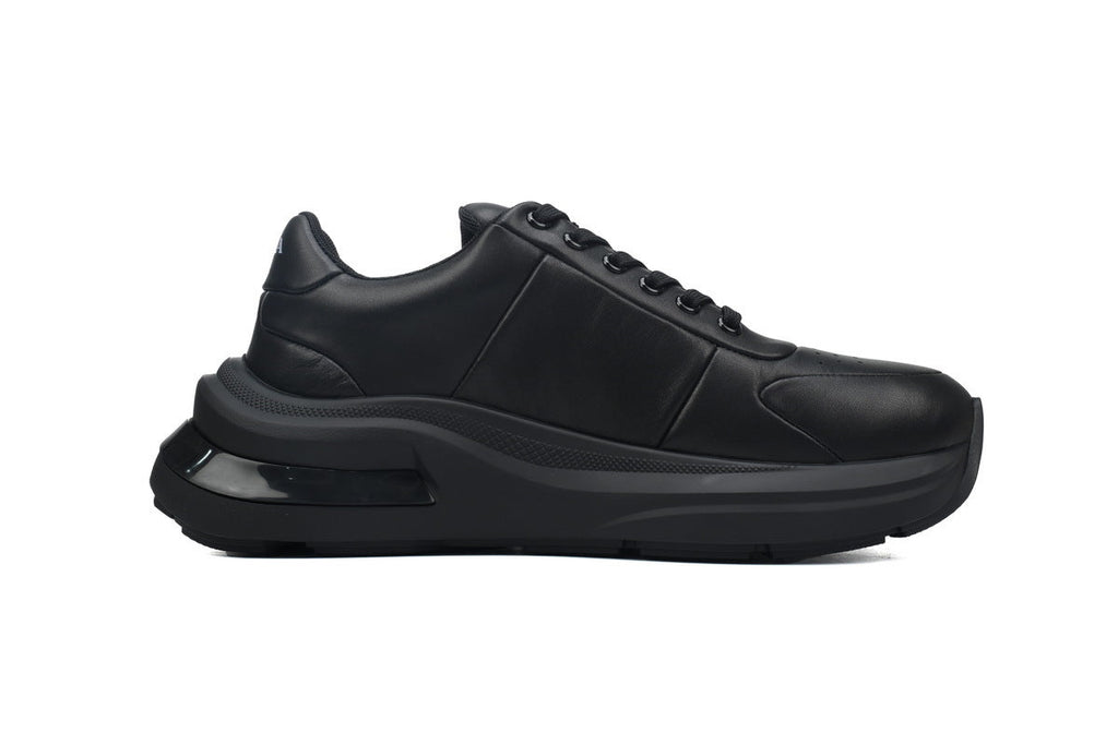 Prada Vitello Old Logo Platform Sneakers "Black"-Classic Casual Shoes/Women's Shoe Sale / Men's Shoe Sale