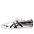 Onitsuka Tiger Mexico 66 "Silver Black" Metallic Leather Sneakers- Women's Shoe Sale / Men's Shoe Sale