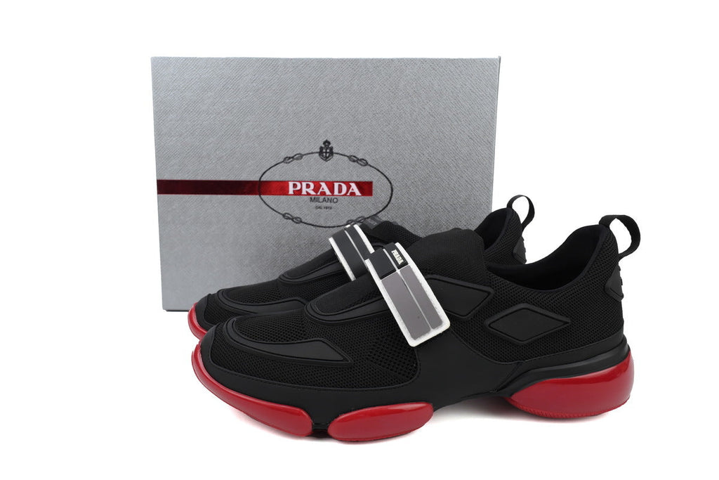 Prada Cloudbust Mesh Velcro Sneakers "Black/Red"-Classic Casual Shoes/Women's Shoe Sale / Men's Shoe Sale