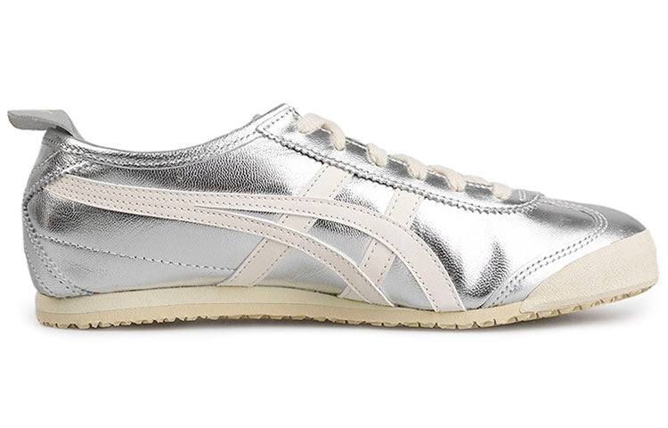 Onitsuka Tiger Mexico 66 "Silver Off White" Unisex Leather Sneakers- Women's Shoe Sale / Men's Shoe Sale