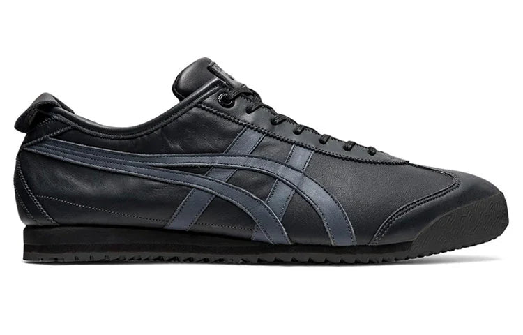 Onitsuka Tiger Mexico 66 "Black Dark Grey" Leather Sneakers- Women's Shoe Sale / Men's Shoe Sale