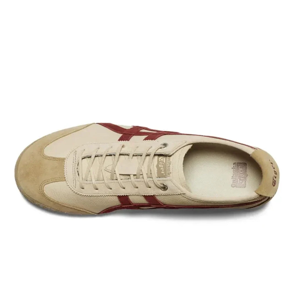 Onitsuka Tiger Mexico 66 "Beige Burgundy" Unisex Leather Sneakers- Women's Shoe Sale / Men's Shoe Sale