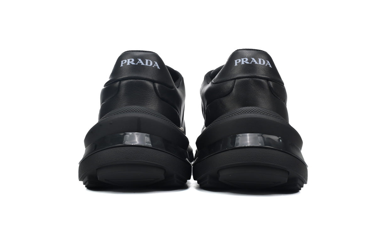 Prada Vitello Old Logo Platform Sneakers "Black"-Classic Casual Shoes/Women's Shoe Sale / Men's Shoe Sale