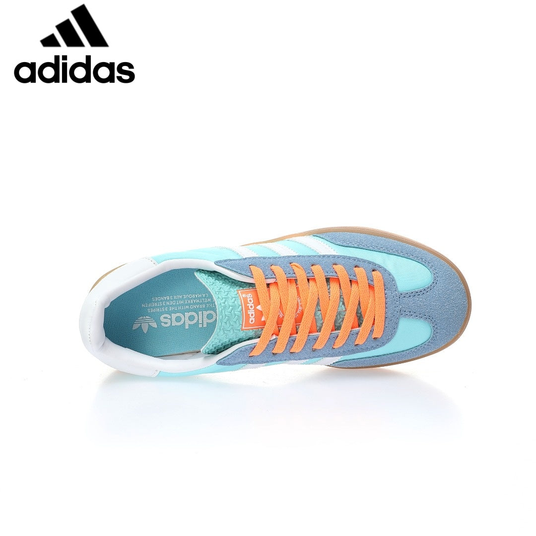 adidas Gazelle Indoor "Cyan Blue White Orange"-Classic sneakers，Adidas Women's Shoe Sale / Men's Shoe Sale