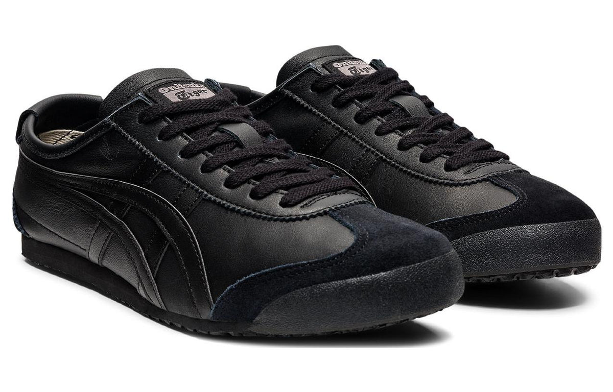 Onitsuka Tiger Mexico 66 "Triple Black" Leather Sneakers- Women's Shoe Sale / Men's Shoe Sale