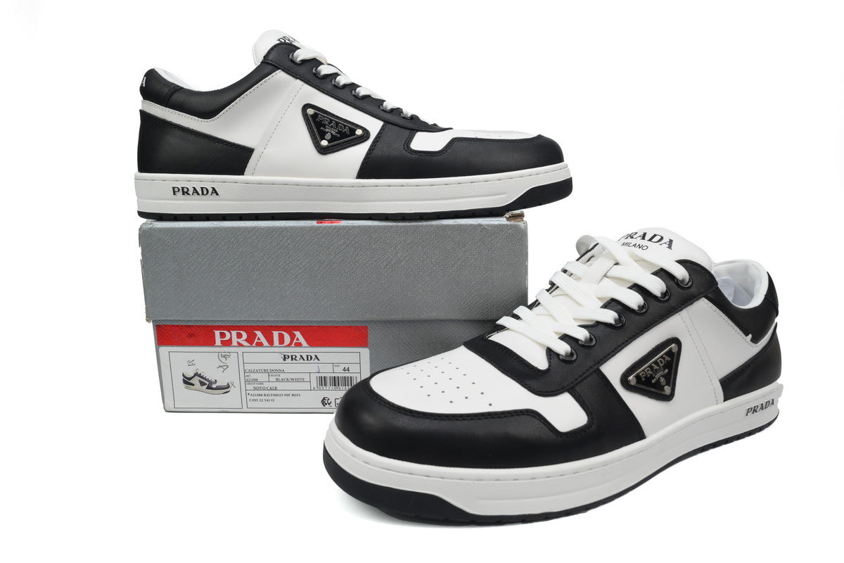 Prada Downtown Leather Low Sneakers "Black/White"-Classic Casual Shoes/Women's Shoe Sale / Men's Shoe Sale