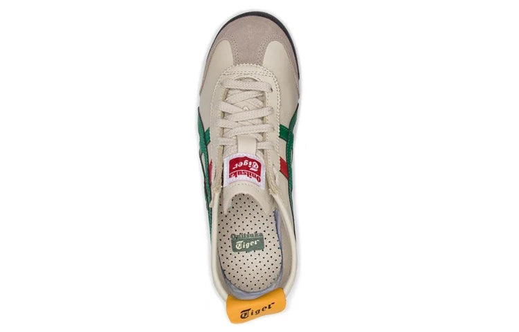 Onitsuka Tiger Mexico 66 "Cream Green Red" Leather Sneakers- Women's Shoe Sale / Men's Shoe Sale