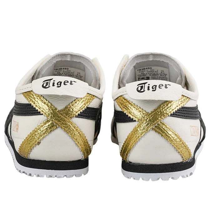 Onitsuka Tiger Mexico 66 "Cream Black Gold" Leather Sneakers- Women's Shoe Sale / Men's Shoe Sale