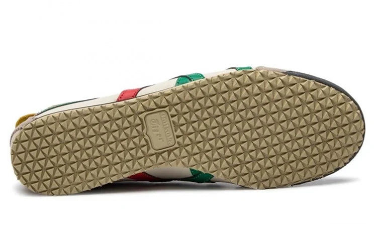 Onitsuka Tiger Mexico 66 "Cream Green Red" Leather Sneakers- Women's Shoe Sale / Men's Shoe Sale