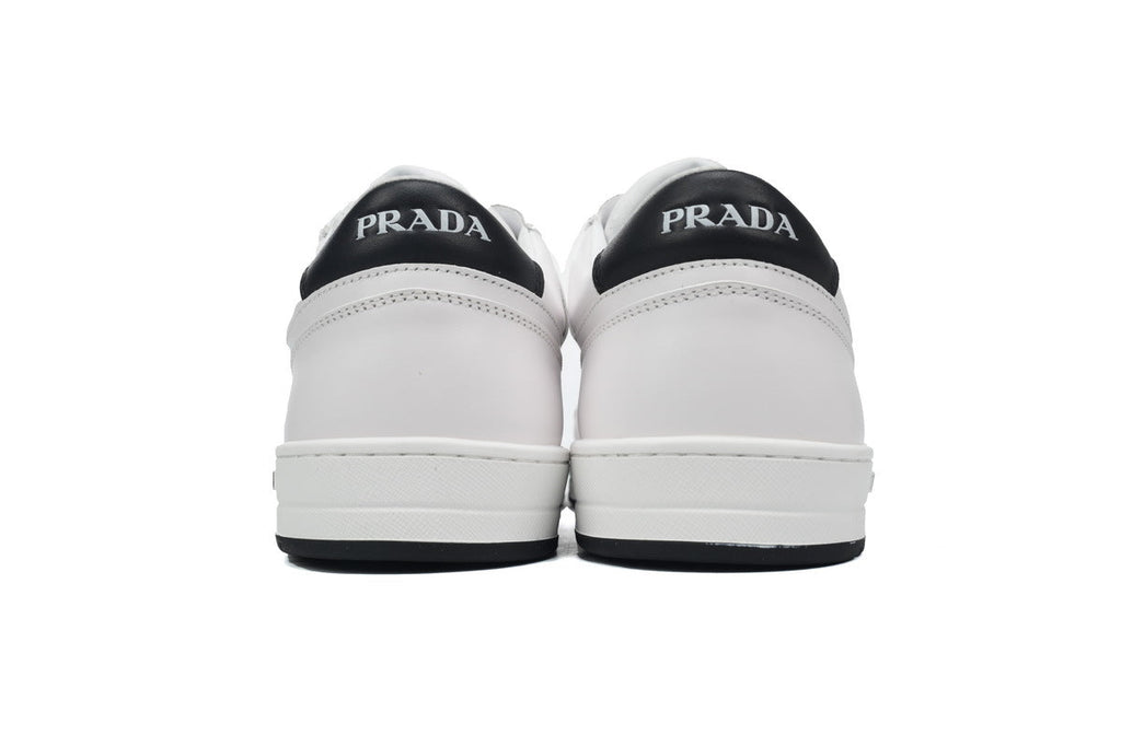 Prada Downtown Leather Low Sneakers "White/Black"-Classic Casual Shoes/Women's Shoe Sale / Men's Shoe Sale