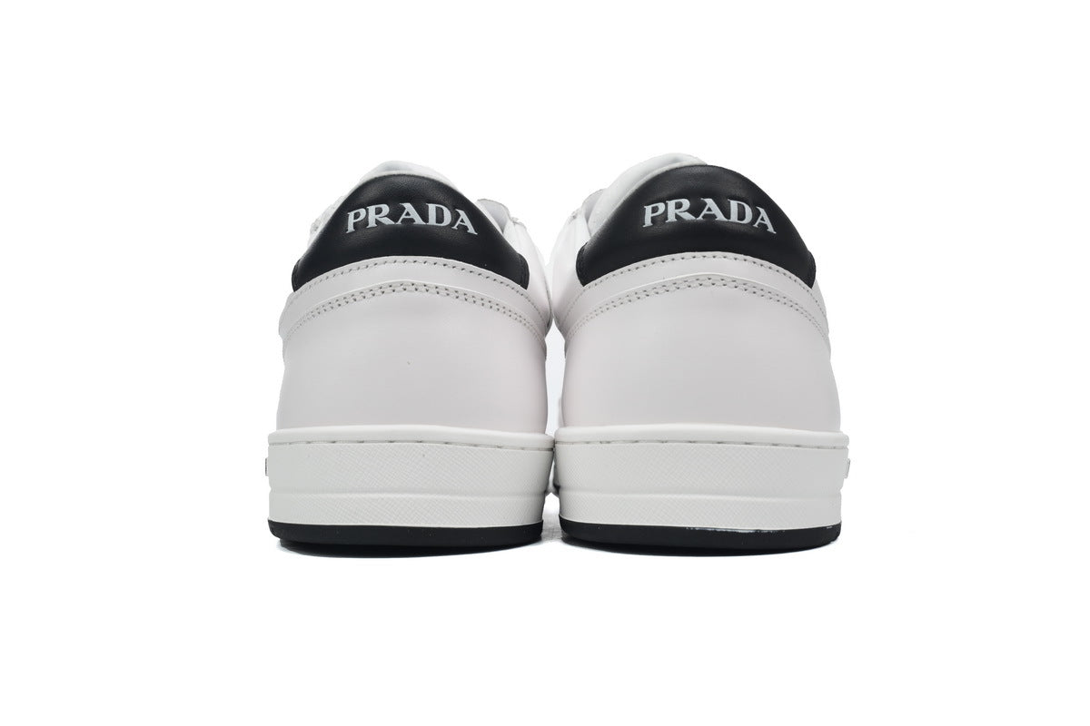 Prada Downtown Leather Low Sneakers "White/Black"-Classic Casual Shoes/Women's Shoe Sale / Men's Shoe Sale