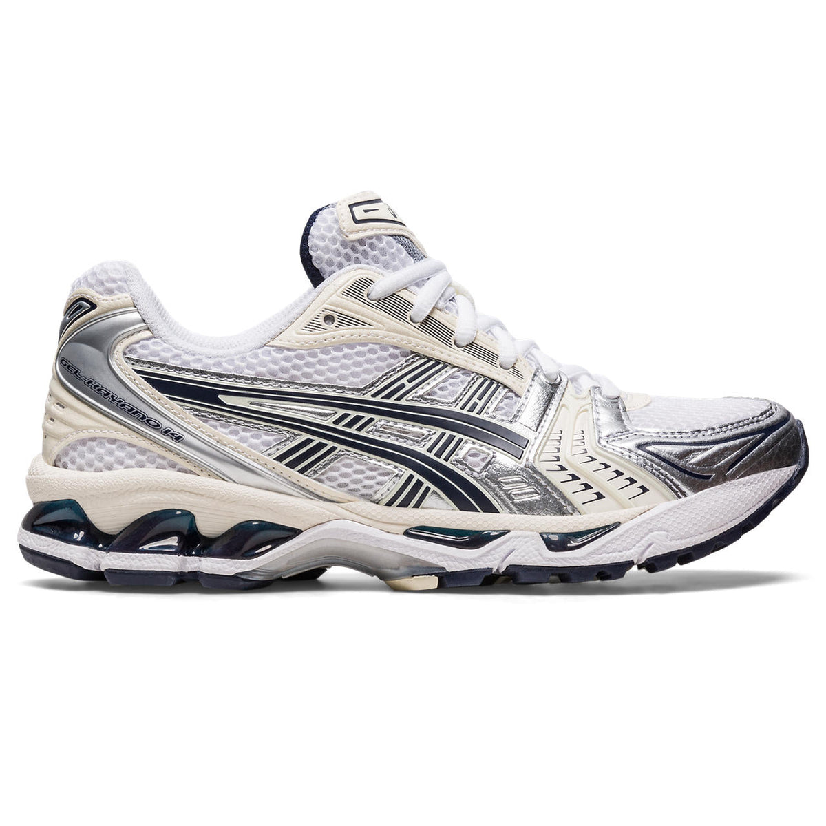 Asics  shoes  neutral running shoes mens  sneakers Gel-Kayano 14 White / Cream / Metallic Silver / Navy