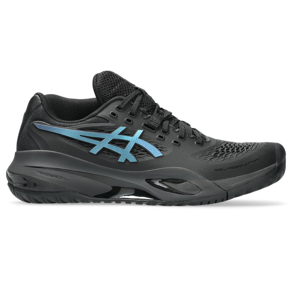 Asics womens shoes  neutral running shoes mens  sneakers Gel-Resolution – Black/Iridescent Blue Tennis Sneaker