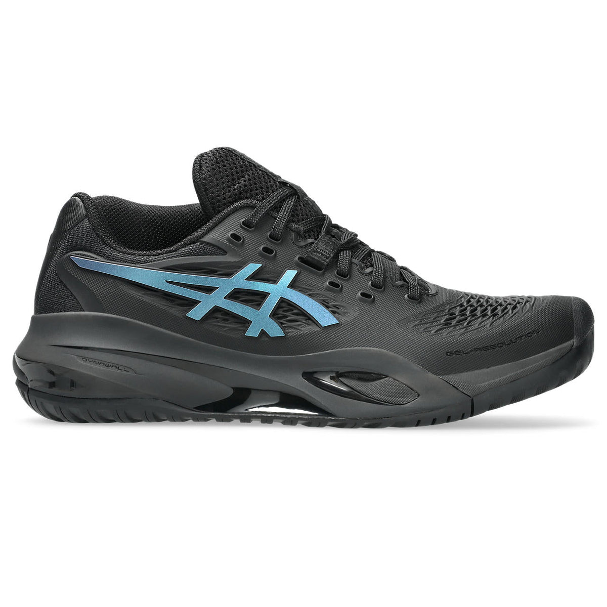 Asics womens shoes  neutral running shoes mens  sneakers Gel-Resolution – Black/Iridescent Blue Tennis Sneaker