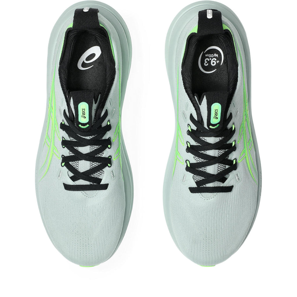Asics womens shoes  neutral running shoes mens  sneakers Gel-Nimbus 28 – Light Gray/Neon Green Running Shoe