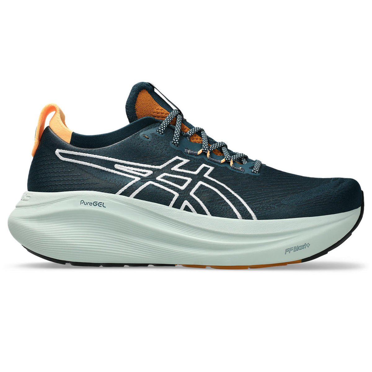Asics womens shoes  neutral running shoes mens  sneakers Gel-Nimbus Teal Blue / White / Orange