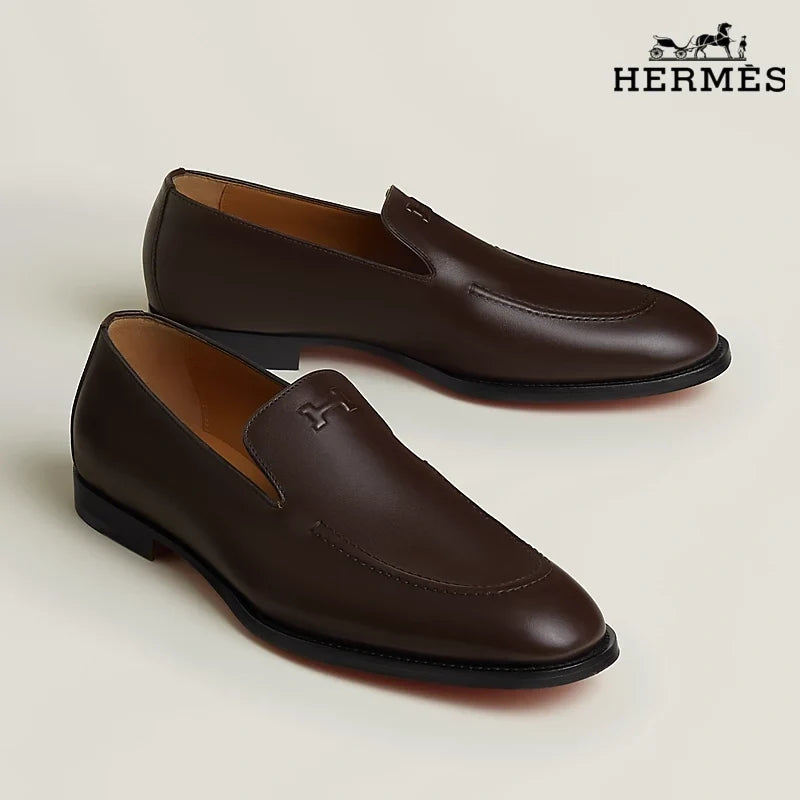 Hermès Newton Men's Dark Brown Calfskin Loafers – Classic Collection – Men's Shoe Sale