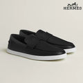 Hermès Montebello Series Men's Black Epsom Leather Loafers