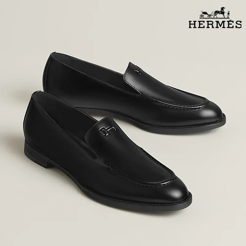 Hermès Sagan Series Men's Black Calfskin Leather Loafers