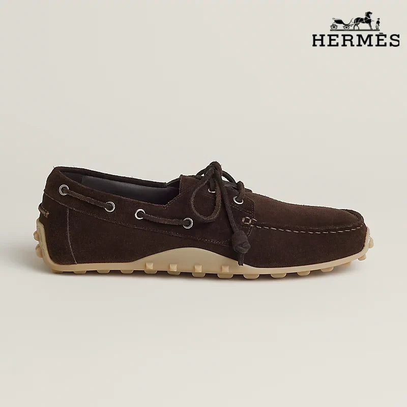 Hermès Trip Series Suede Boat Shoes "Dark Brown"