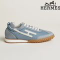 Hermès Jet Sneaker "Light Blue" Technical Fabric Suede Leather Men Retro Sneakers