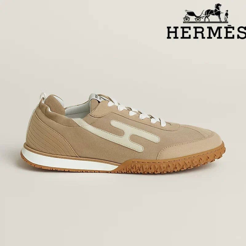 Hermès Jet Sneaker "Beige" Suede Technical Fabric Men Retro Sneakers