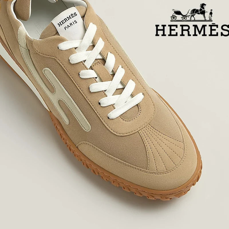 Hermès Jet Sneaker "Beige" Suede Technical Fabric Men Retro Sneakers
