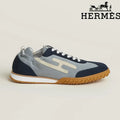 Hermès Jet Sneaker "Navy Blue & Grey" Suede Technical Fabric Men Retro Sneakers