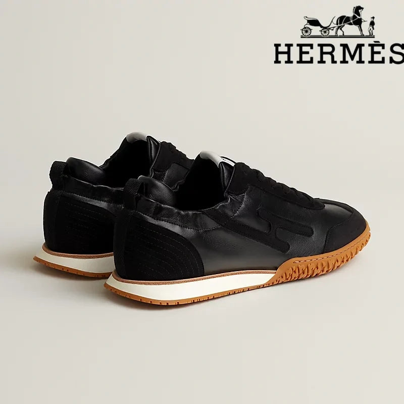 Hermès Jet Sneaker "Black" Leather Suede Men Retro Sneakers