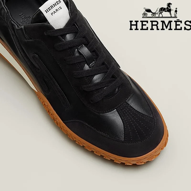 Hermès Jet Sneaker "Black" Leather Suede Men Retro Sneakers