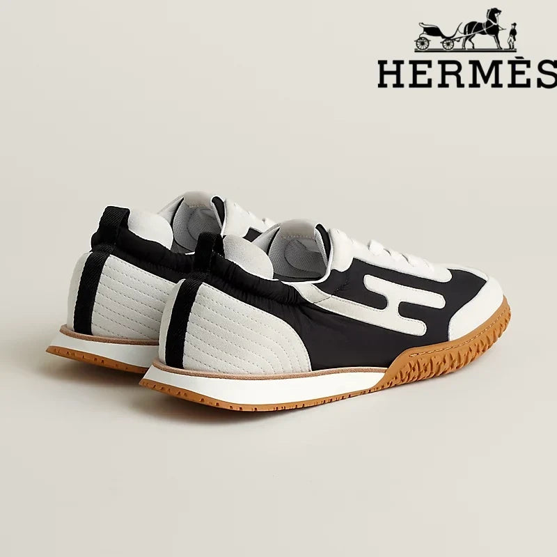 Hermès Jet Sneaker "Black And White" Nubuck Leather Men Retro Sneakers