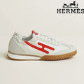 Hermès Jet Sneaker "White And Red" Leather Nubuck Men Retro Sneakers