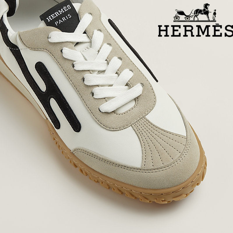 Hermès Jet Sneaker "White And Black" Leather Nubuck Men Retro Sneakers