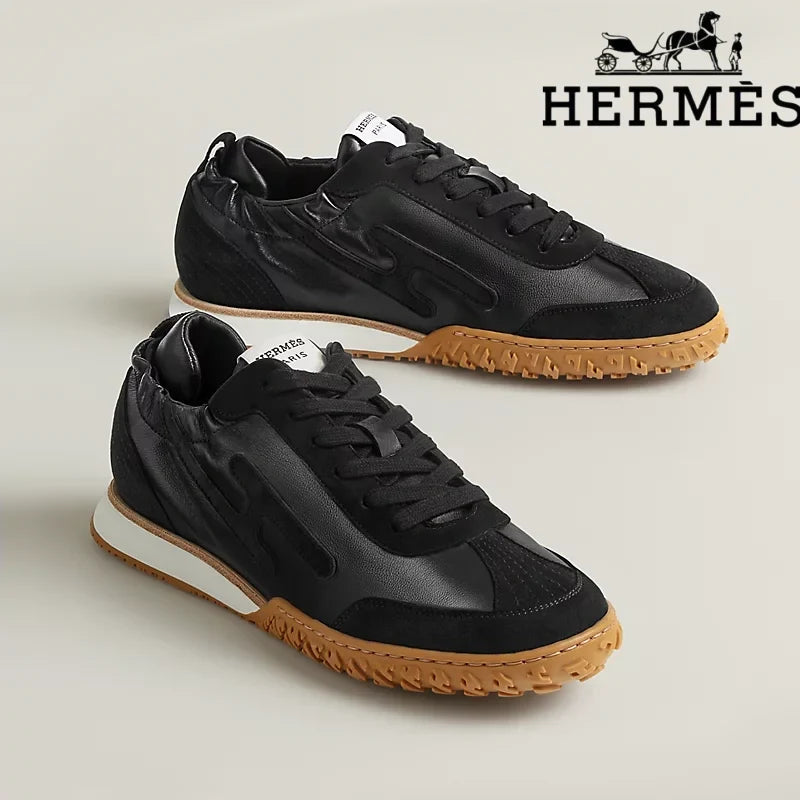 Hermès Jet Sneaker "Black" Leather Nubuck Men Retro Sneakers