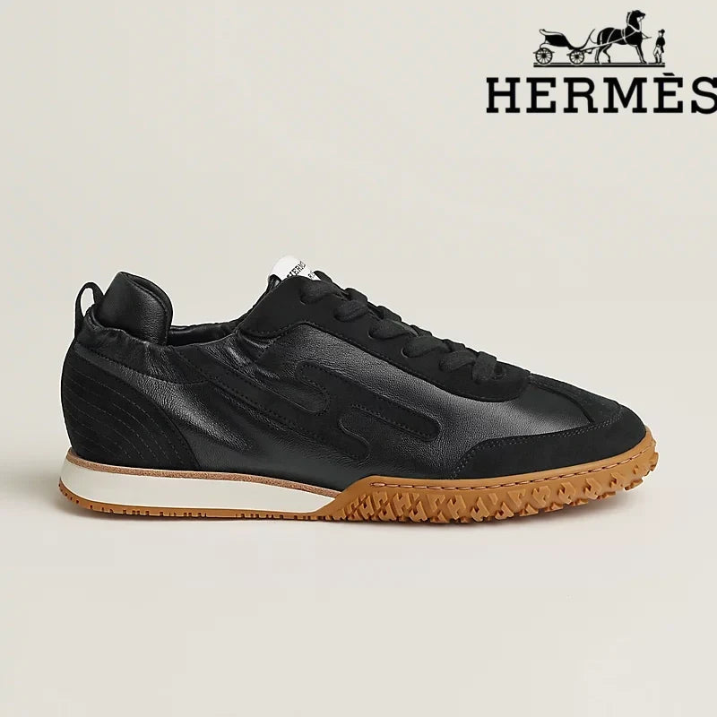 Hermès Jet Sneaker "Black" Leather Nubuck Men Retro Sneakers
