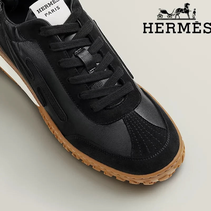 Hermès Jet Sneaker "Black" Leather Nubuck Men Retro Sneakers