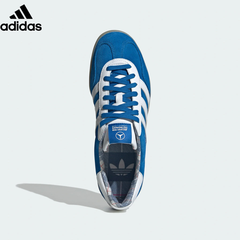 Mercedes-AMG x adidas Originals Gazelle Indoor Shoes "Blue Bird / Cloud White / Gum"-Classic sneakers，Adidas Women's Shoe Sale / Men's Shoe Sale