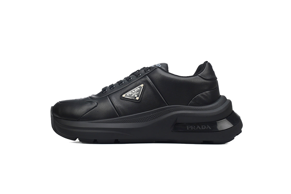 Prada Vitello Old Logo Platform Sneakers "Black"-Classic Casual Shoes/Women's Shoe Sale / Men's Shoe Sale