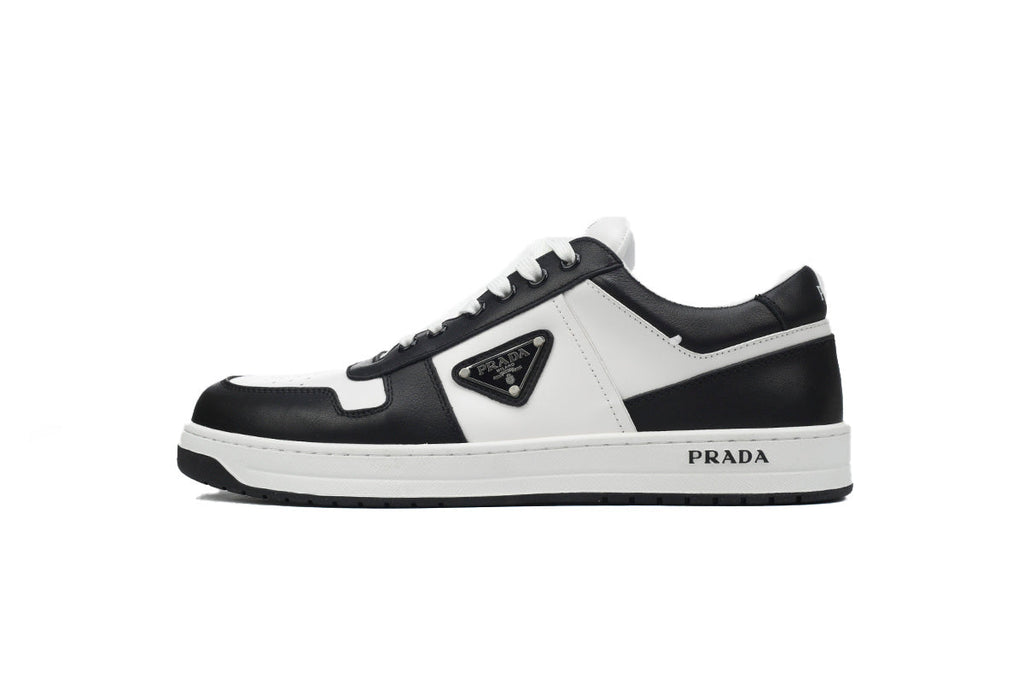 Prada Downtown Leather Low Sneakers "Black/White"-Classic Casual Shoes/Women's Shoe Sale / Men's Shoe Sale