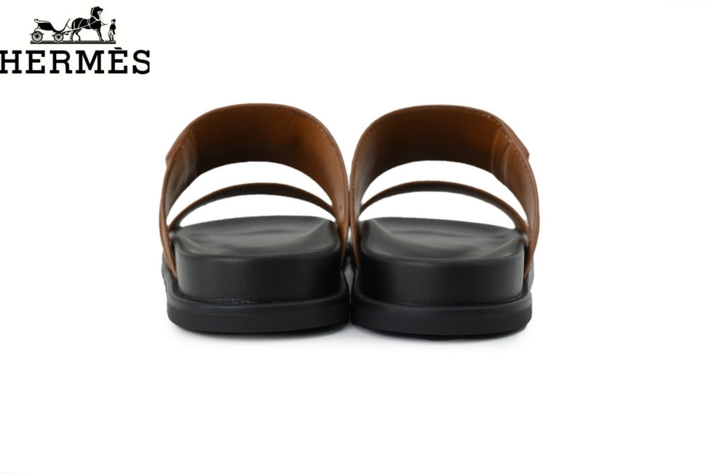 Hermès Empire Series Double Strap Slide Sandals "Tan"