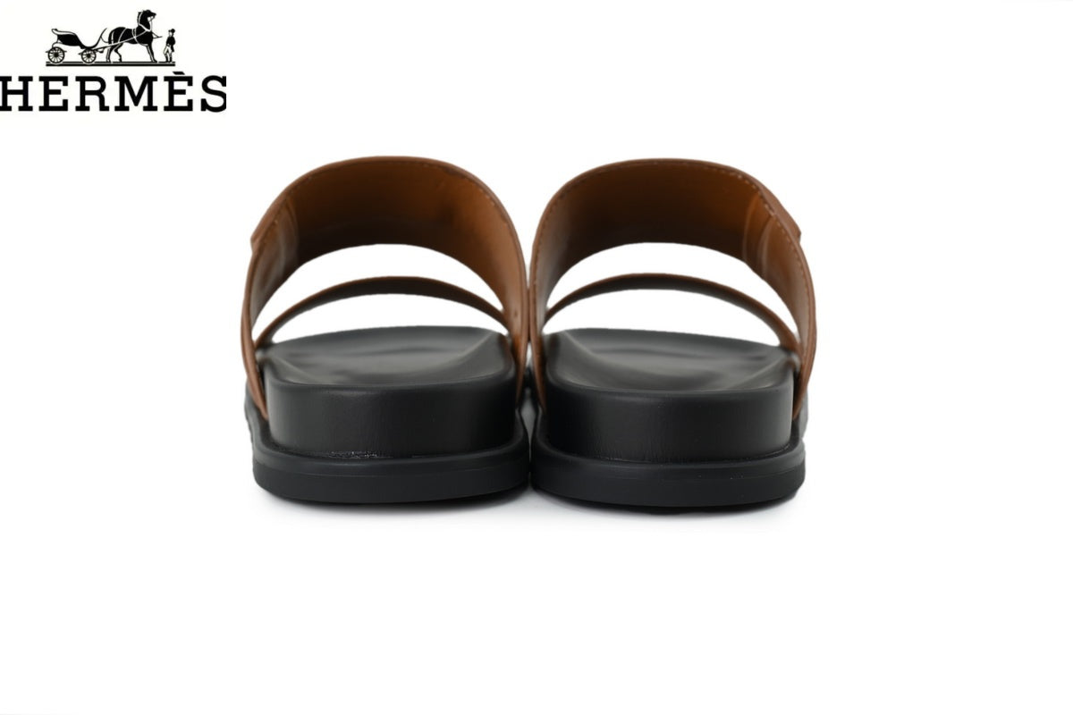 Hermès Empire Series Double Strap Slide Sandals "Tan"