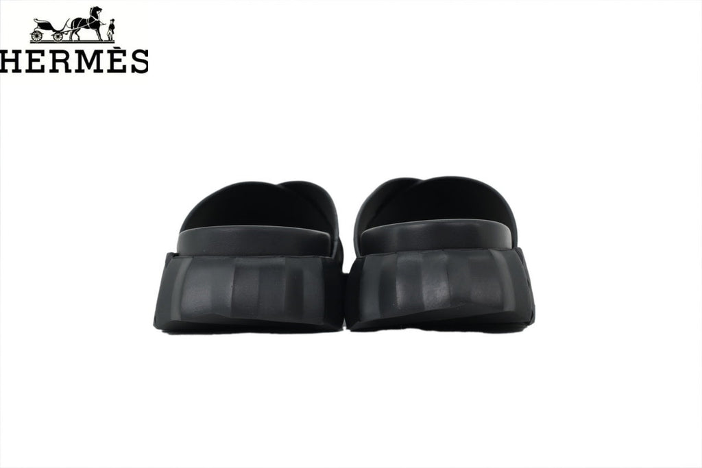 Hermès Cross Strap Thick Sole Men Slide Sandals "Black"