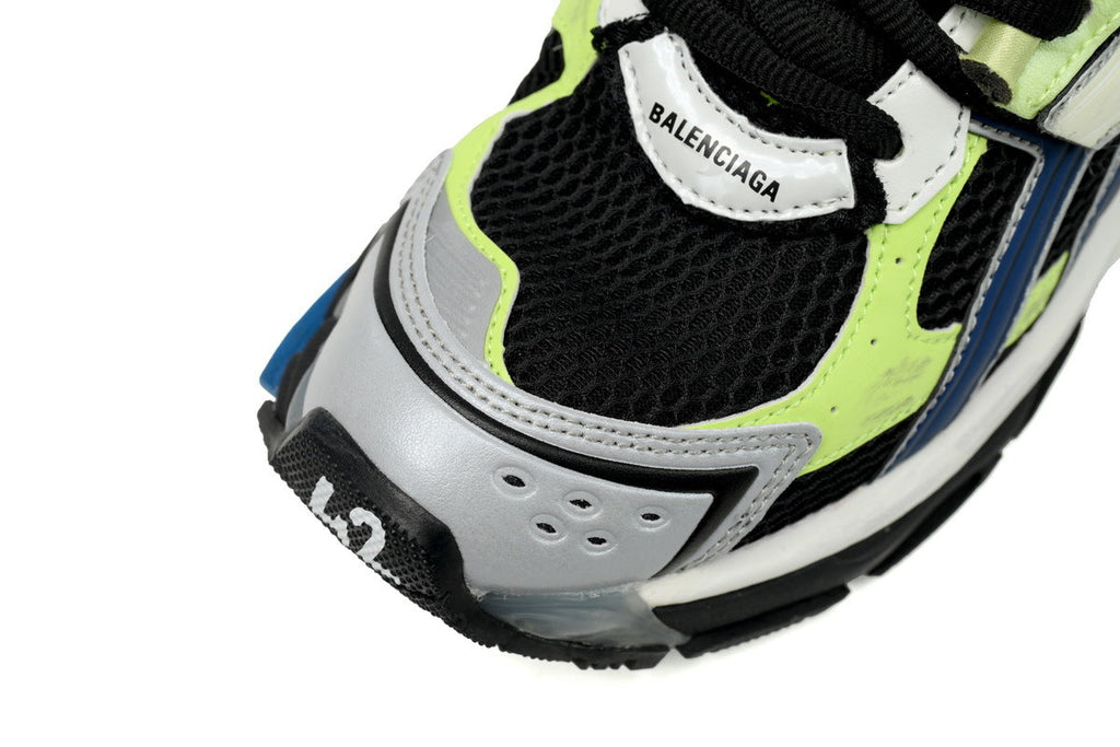 Balenciaga Runner Series Sneakers "Black Fluorescent Green Blue"-retro thick sole dad shoes，Women's Shoe Sale / Men's Shoe Sale