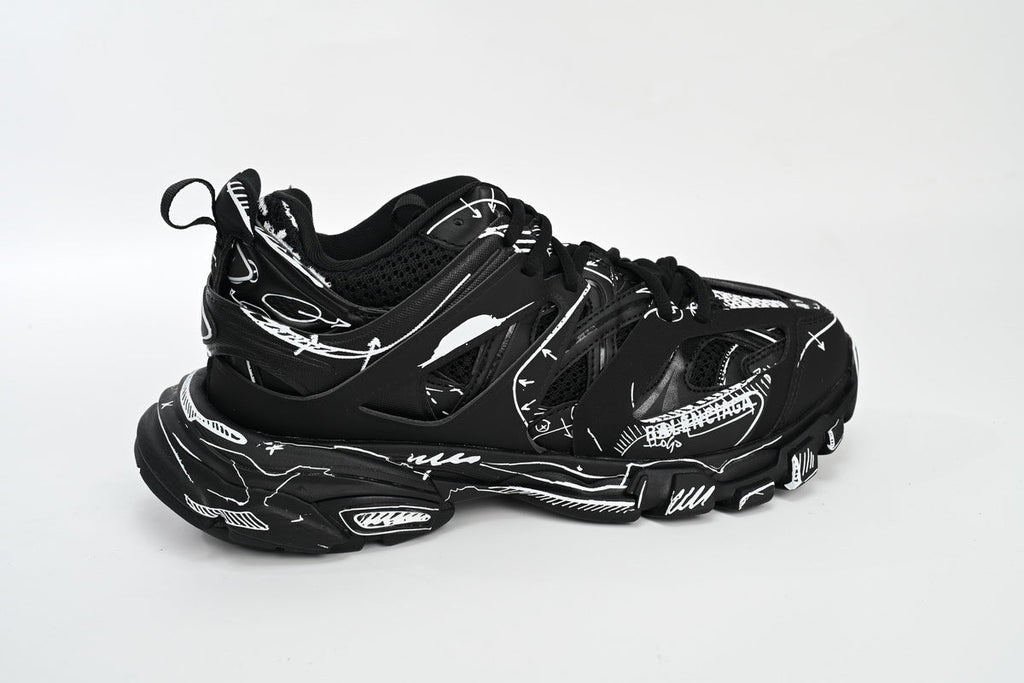 Balenciaga Track Sneakers "Black White Sketch"-retro thick sole dad shoes，Women's Shoe Sale / Men's Shoe Sale