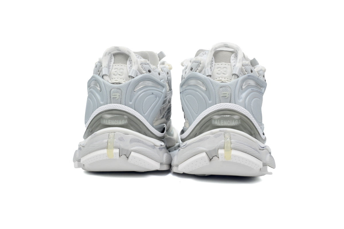 Balenciaga Runner Mid Sneakers Silver White Mesh "Silver Metallic" Chunky Mid Top Trainer