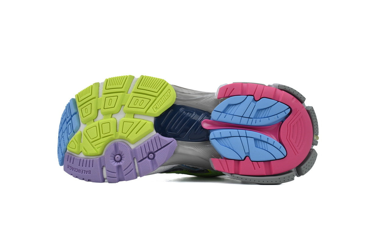 Balenciaga Runner Sneakers "Grey Purple Neon Green"-retro thick sole dad shoes，Women's Shoe Sale / Men's Shoe Sale