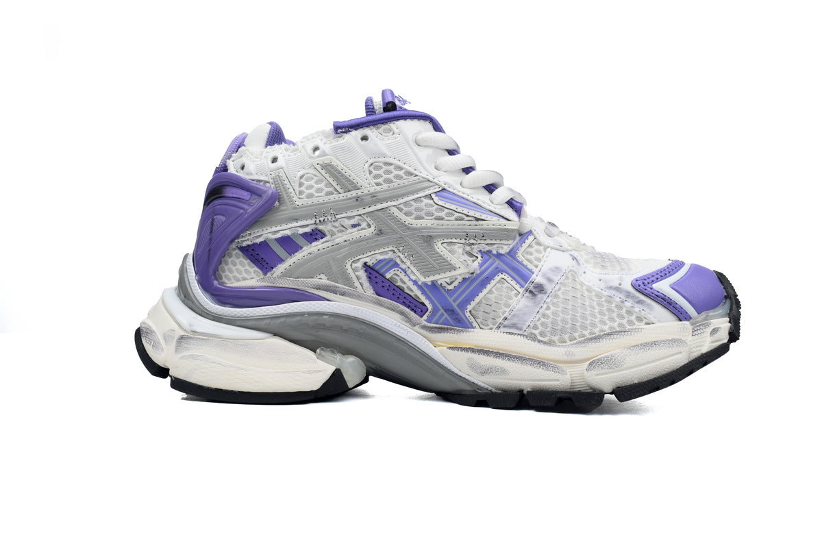 Balenciaga Runner Sneakers "White Purple Grey"-retro thick sole dad shoes，Women's Shoe Sale / Men's Shoe Sale