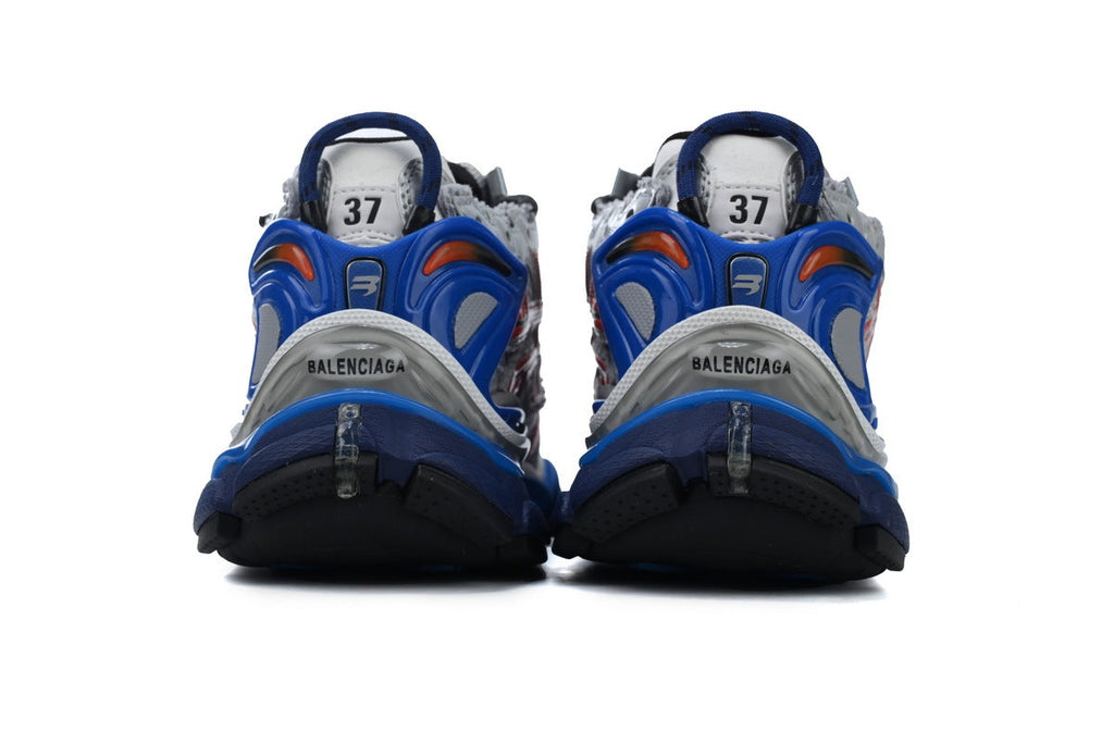 Balenciaga Runner Sneakers "Silver Red Blue"-retro thick sole dad shoes，Women's Shoe Sale / Men's Shoe Sale