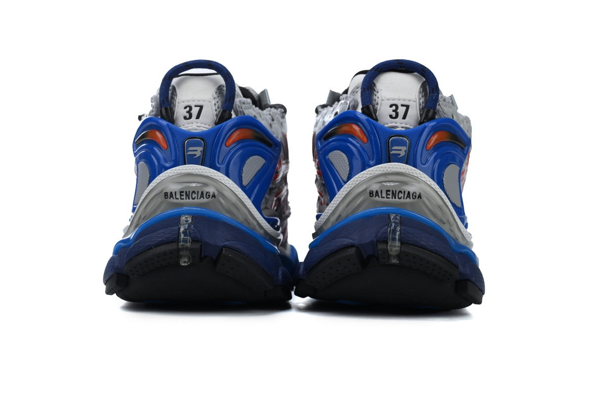 Balenciaga Runner Sneakers "Silver Red Blue"-retro thick sole dad shoes，Women's Shoe Sale / Men's Shoe Sale