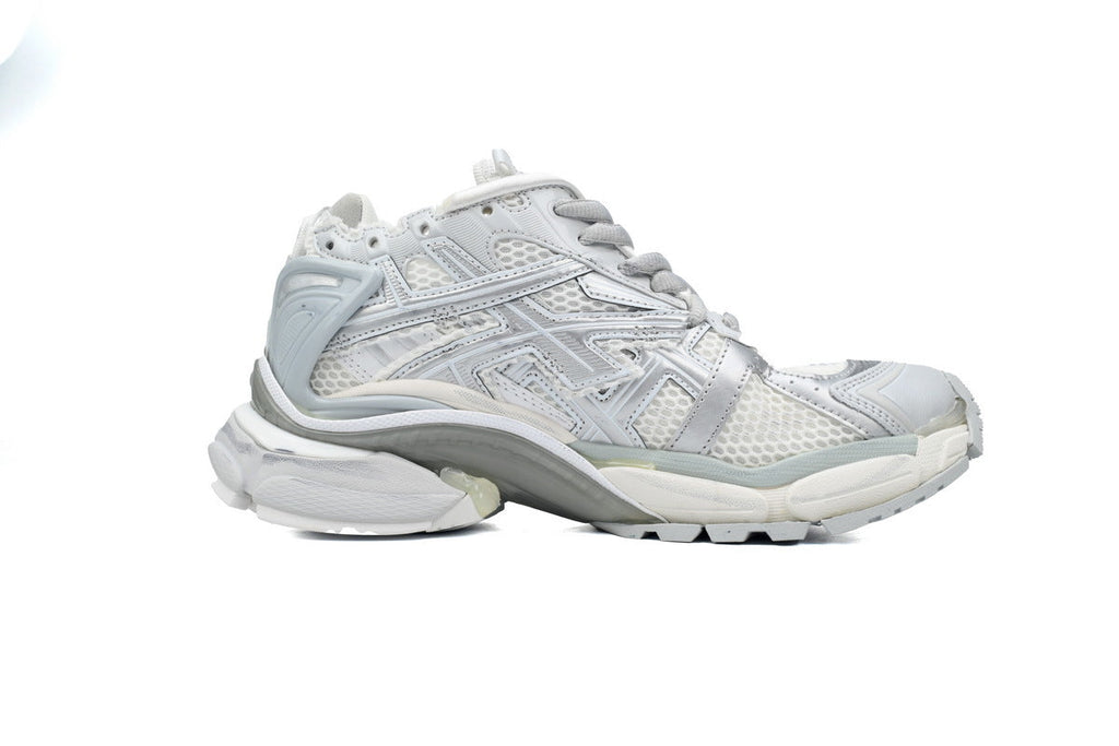 Balenciaga Runner Mid Sneakers Silver White Mesh "Silver Metallic" Chunky Mid Top Trainer